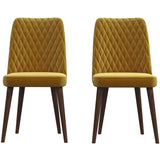 Katie Mid-Century Modern Velvet Dining Chair (Set of 2) Dark Yellow from Ashcroft Furniture - Luna Furniture
