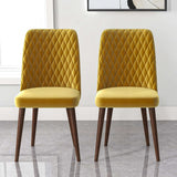 Katie Mid-Century Modern Velvet Dining Chair (Set of 2) Dark Yellow from Ashcroft Furniture - Luna Furniture