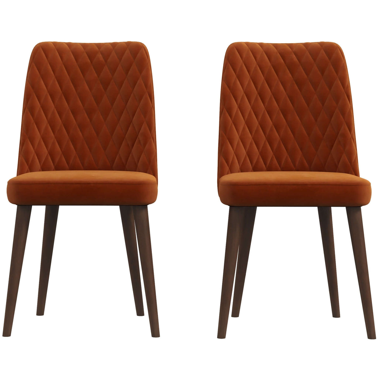 Katie Mid-Century Modern Velvet Dining Chair (Set of 2) Dark Yellow from Ashcroft Furniture - Luna Furniture