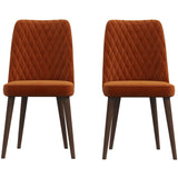 Katie Mid-Century Modern Velvet Dining Chair (Set of 2) Dark Yellow from Ashcroft Furniture - Luna Furniture