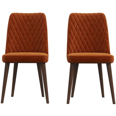 Katie Mid-Century Modern Velvet Dining Chair (Set of 2) Dark Yellow from Ashcroft Furniture - Luna Furniture