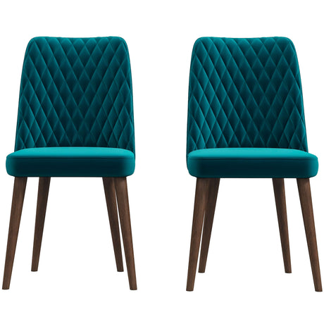 Katie Mid-Century Modern Velvet Dining Chair (Set of 2) Teal - AFC00071 - Luna Furniture