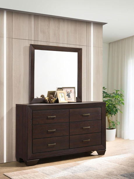 Kauffman 6-drawer Dresser with Mirror Dark Cocoa - 204393M - Luna Furniture