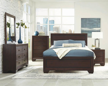 Kauffman California King Panel Bed Dark Cocoa - 204391KW - Luna Furniture