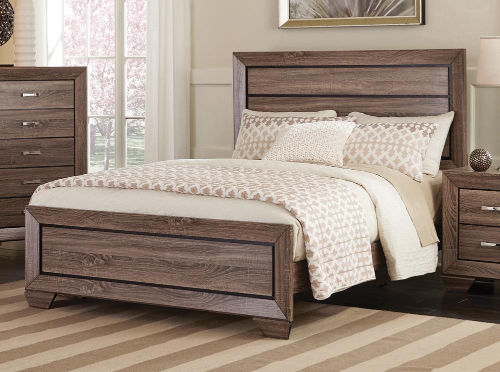 Kauffman Washed Taupe Eastern King Panel Bed from Coaster - Luna Furniture
