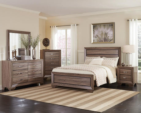 Kauffman Queen Panel Bed Washed Taupe - 204191Q - Luna Furniture