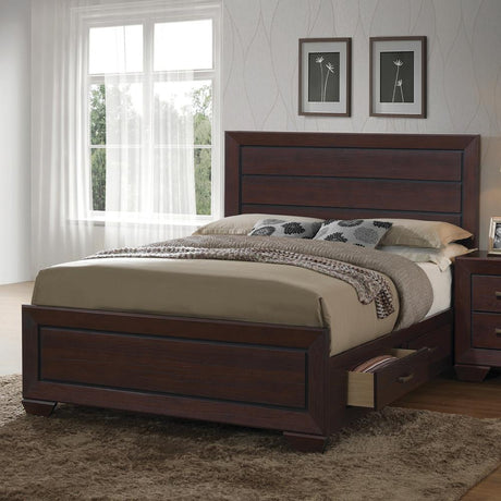 Kauffman Queen Storage Bed Dark Cocoa - 204390Q - Luna Furniture
