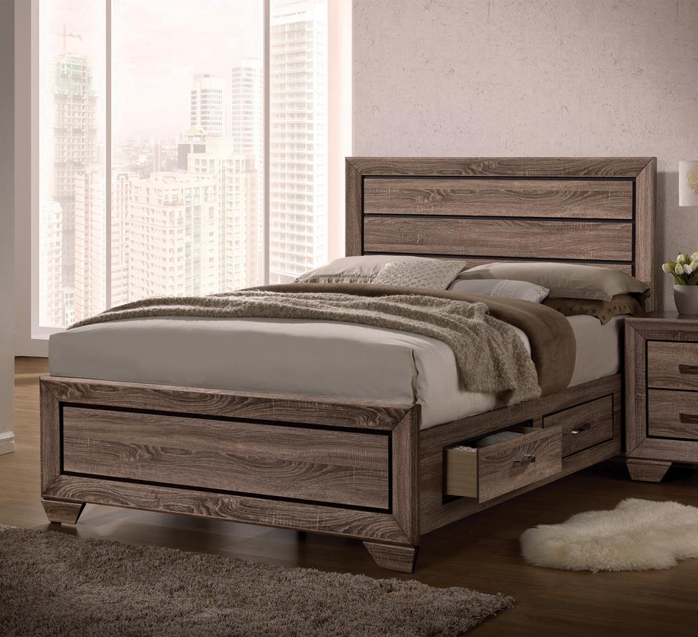 Kauffman Washed Taupe Queen Storage Bed from Coaster - Luna Furniture