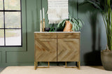Keaton 2-door Accent Cabinet with Marble Top Natural and Antique Gold - 951139 - Luna Furniture