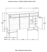 Keaton Natural and Antique Gold 3-Door Accent Cabinet with Marble Top from Coaster - Luna Furniture