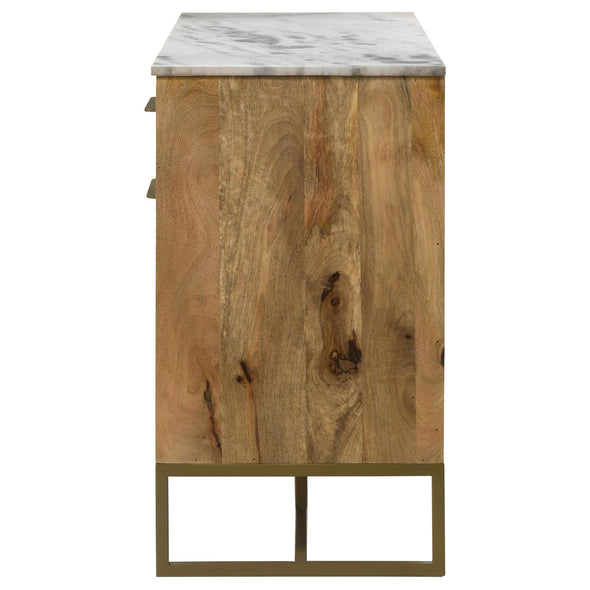 Keaton 3-door Accent Cabinet with Marble Top Natural and Antique Gold - 951138 - Luna Furniture