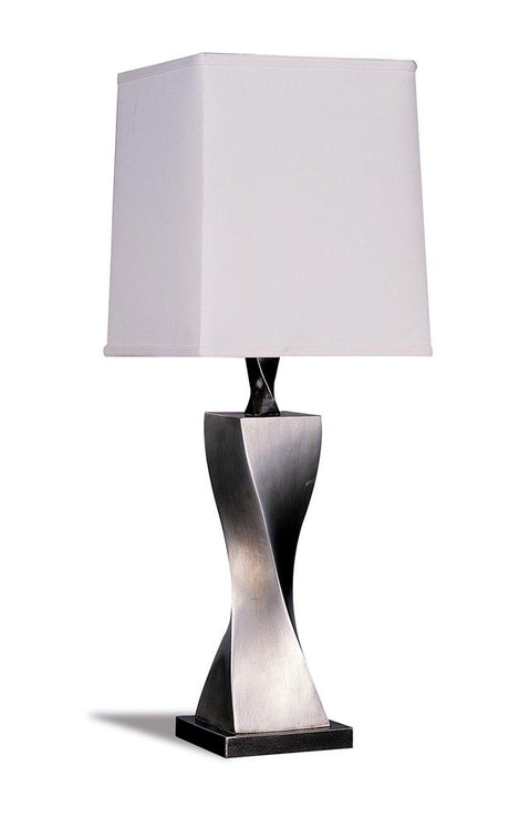 Keene White and Antique Silver Square Shade Table Lamps, Set of 2 from Coaster - Luna Furniture