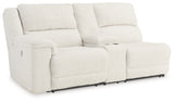 Keensburg Linen Left-Arm Facing Power Reclining Loveseat with Console from Ashley - Luna Furniture