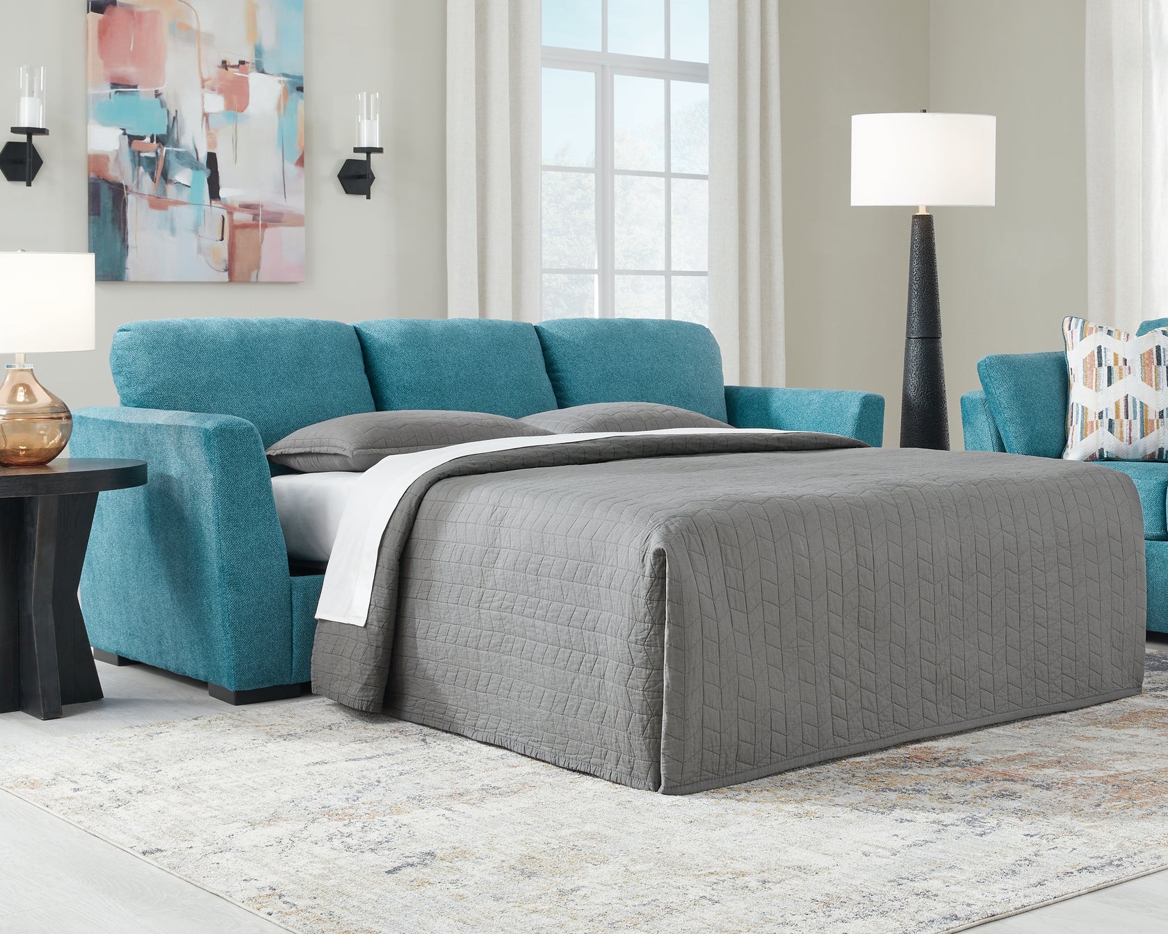 Keerwick Teal Queen Sofa Sleeper from Ashley - Luna Furniture