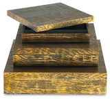 Keldy Antique Brass Finish Box, Set of 3 - A2000490 - Luna Furniture