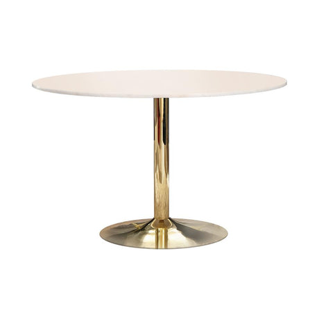 Kella Round Dining Table Natural Marble and Gold - 192061 - Luna Furniture
