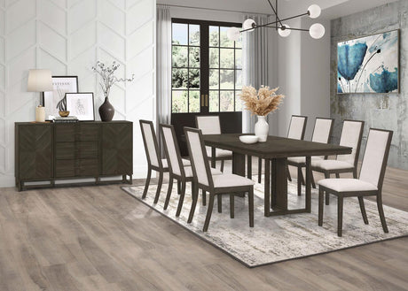 Kelly 7-piece Rectangular Dining Table Set Beige and Dark Grey - 107961-S7 - Luna Furniture