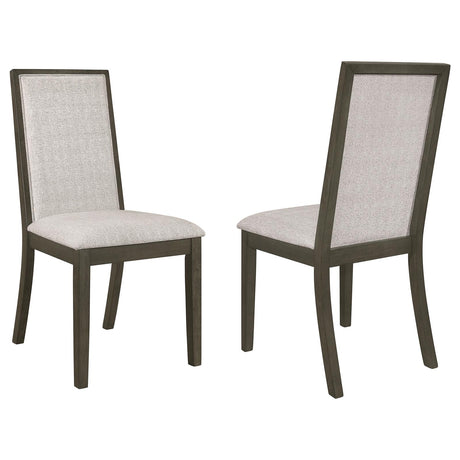 Kelly Upholstered Solid Back Dining Side Chair Beige and Dark Grey (Set of 2) - 107962 - Luna Furniture