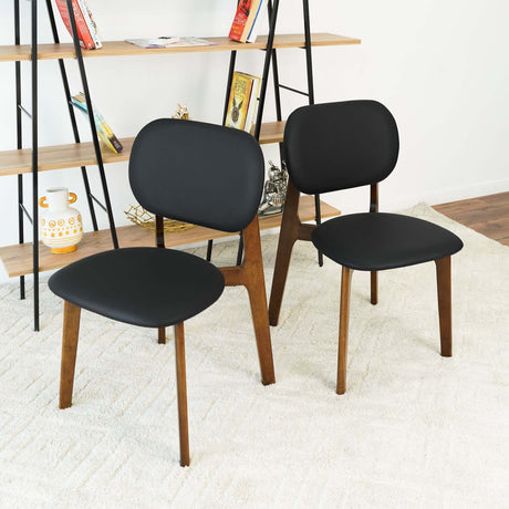 Kelsey Mid-Century Modern Black Leather Dining Chair (Set of 2) from Midinmod - Luna Furniture