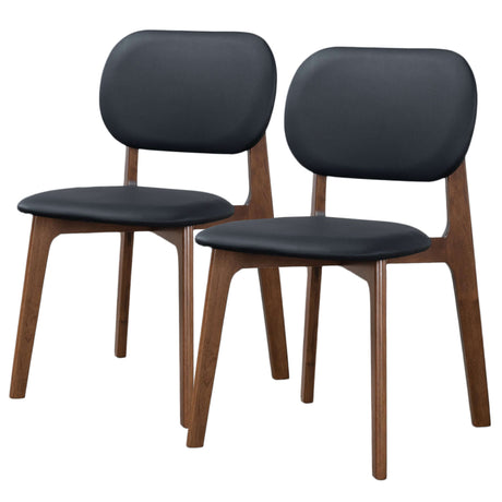Kelsey Mid-Century Modern Black Leather Dining Chair (Set of 2) from Midinmod - Luna Furniture