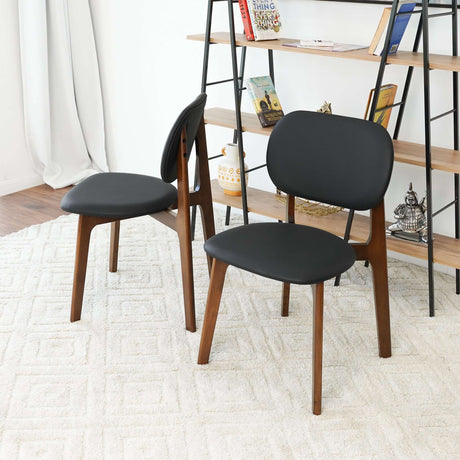 Kelsey Mid-Century Modern Black Leather Dining Chair (Set of 2) from Midinmod - Luna Furniture