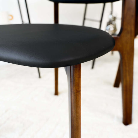 Kelsey Mid-Century Modern Black Leather Dining Chair (Set of 2) from Midinmod - Luna Furniture