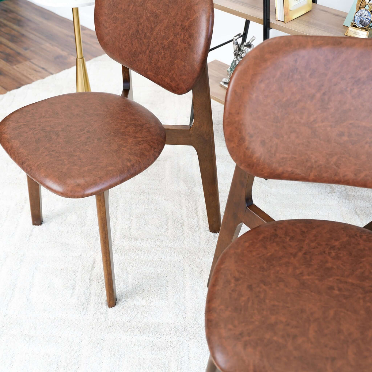 Kelsey Mid-Century Modern Brown Leather Dining Chair (Set of 2) from Midinmod - Luna Furniture