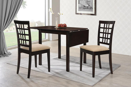 Kelso Cappuccino and Tan 3-Piece Drop Leaf Dining Set from Coaster - Luna Furniture