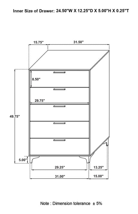 Kendall White 5-Piece Eastern King Bedroom Set from Coaster - Luna Furniture