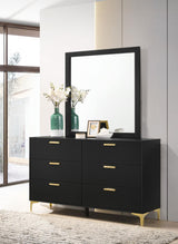 Kendall Black and Gold 6-Drawer Dresser with Mirror from Coaster - Luna Furniture