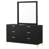 Kendall Black and Gold 6-Drawer Dresser with Mirror from Coaster - Luna Furniture