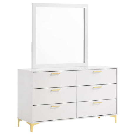 Kendall 6-drawer Dresser with Mirror White - 224403M - Luna Furniture