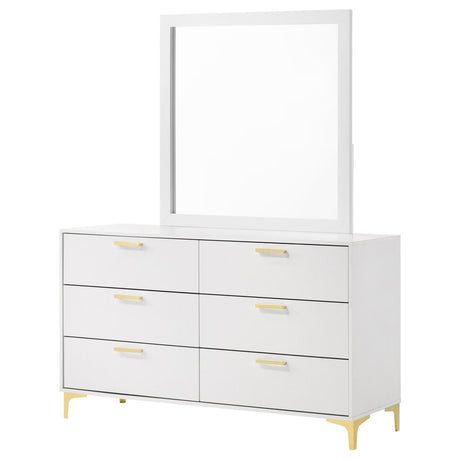 Kendall White 6-Drawer Dresser with Mirror from Coaster - Luna Furniture