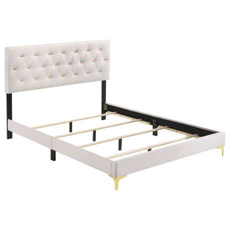 Kendall Tufted Upholstered Panel California King Bed White - 224401KW - Luna Furniture