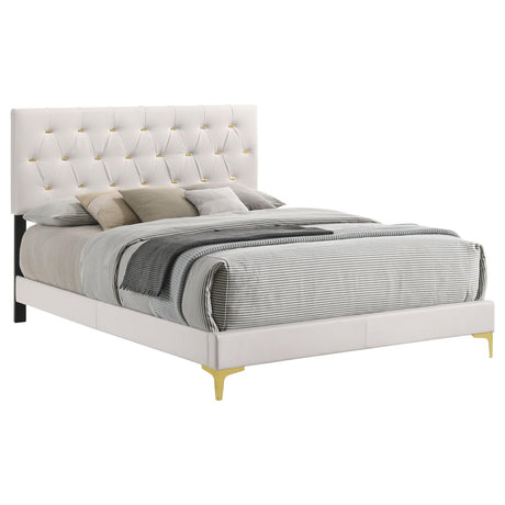 Kendall Tufted Upholstered Panel California King Bed White - 224401KW - Luna Furniture