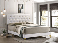 Kendall Tufted Upholstered Panel Eastern King Bed White - 224401KE - Luna Furniture