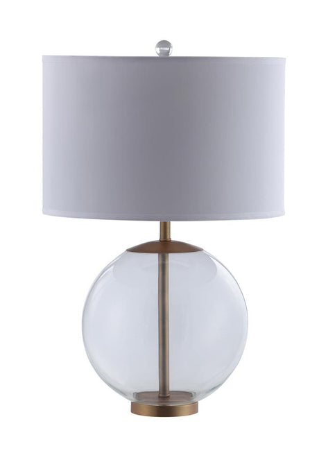 Kenny White Drum Shade Table Lamp with Glass Base from Coaster - Luna Furniture