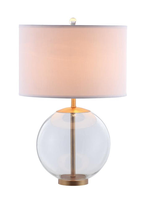 Kenny White Drum Shade Table Lamp with Glass Base from Coaster - Luna Furniture