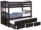 Kensington Twin Over Twin Bunk Bed with Trundle Cappuccino - 460071 - Luna Furniture