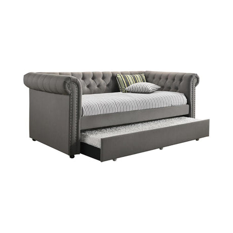 Kepner Tufted Upholstered Daybed Grey with Trundle - 300549 - Luna Furniture