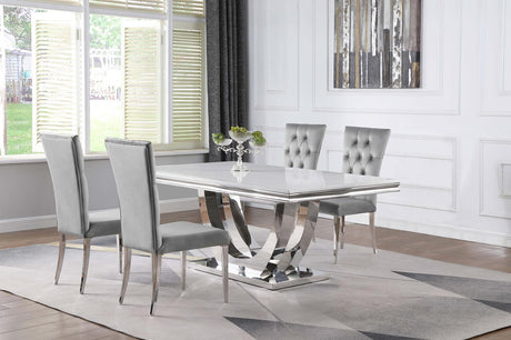 Kerwin 5-piece Dining Room Set Grey and Chrome - 111101-S5G - Luna Furniture