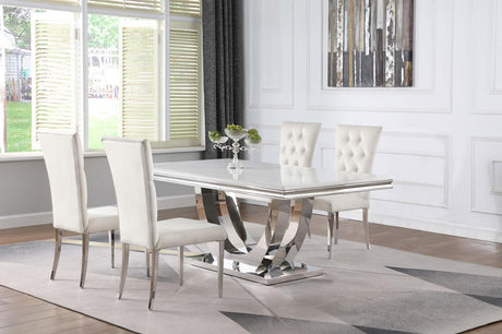 Kerwin 5-piece Dining Room Set White and Chrome - 111101-S5W - Luna Furniture