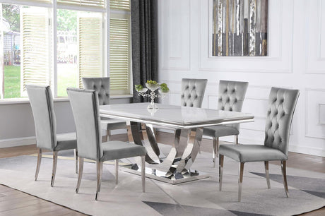 Kerwin 7-piece Dining Room Set Grey and Chrome - 111101-S7G - Luna Furniture