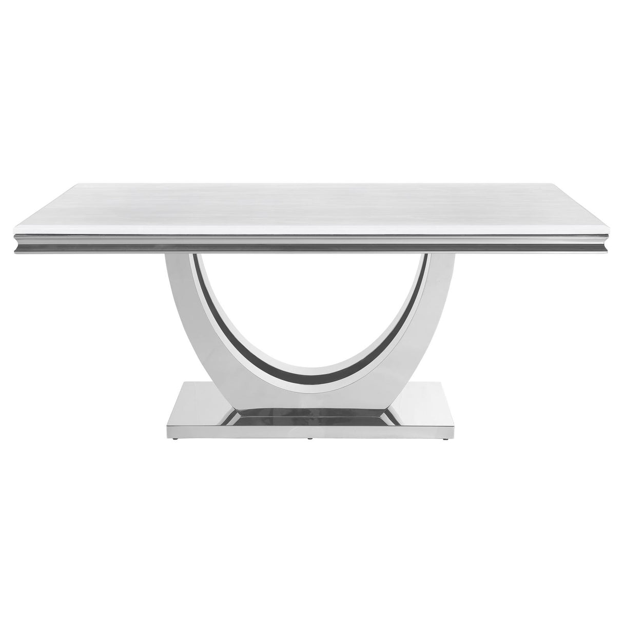 Kerwin Rectangle Faux Marble Top Dining Table White and Chrome - 111101 - Luna Furniture