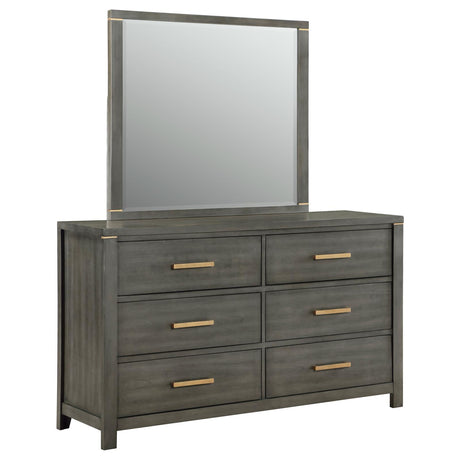 Kieran 6-drawer Bedroom Dresser with Mirror Grey - 224743M - Luna Furniture