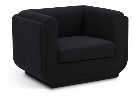 Kimora Linen Textured Fabric Chair Black - 151Black-C - Luna Furniture