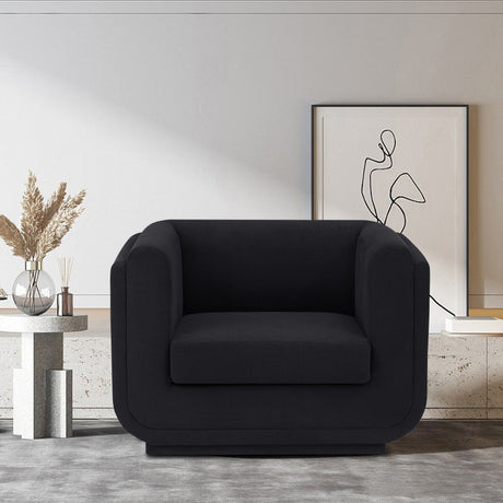 Kimora Linen Textured Fabric Chair Black - 151Black-C - Luna Furniture