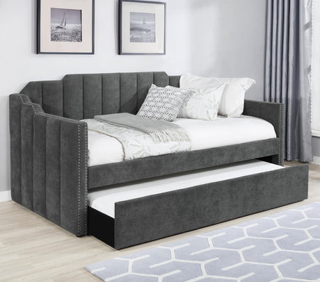 Kingston Upholstered Twin Daybed with Trundle Charcoal - 315962 - Luna Furniture