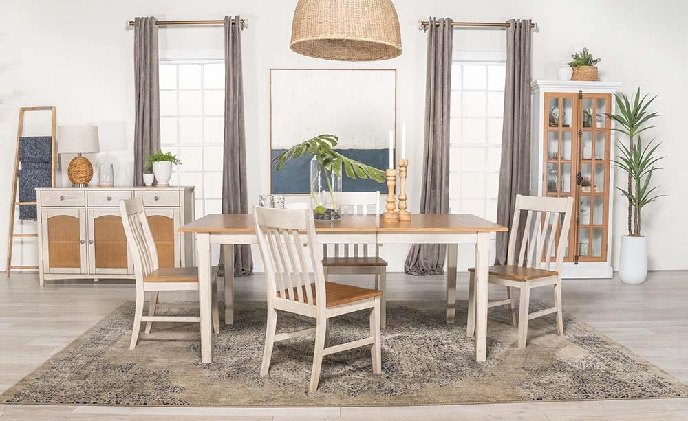Kirby 5-piece Dining Set Natural and Rustic Off White - 192691-S5 - Luna Furniture