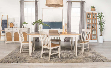 Kirby 5-piece Dining Set Natural and Rustic Off White - 192691-S5 - Luna Furniture